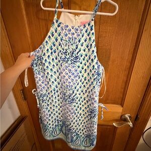Lilly Pulitzer Blue and Green Patterned Romper